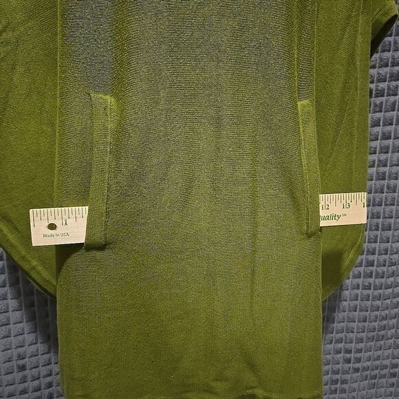 Chaus Sweater Poncho Shawl Top SzM/L Green Oversized Knit Cowl Boho Chic Pacha - Picture 6 of 16